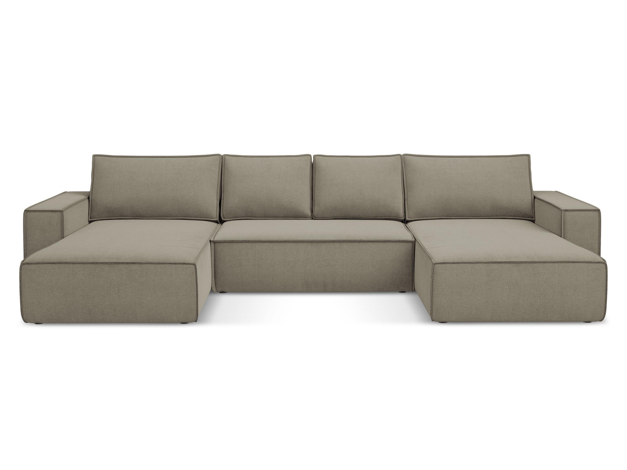 WOHNLANDSCHAFT Strukturstoff Stoff Beige - Beige/Schwarz, Kunststoff/Textil (398/82/185cm) - Makamii