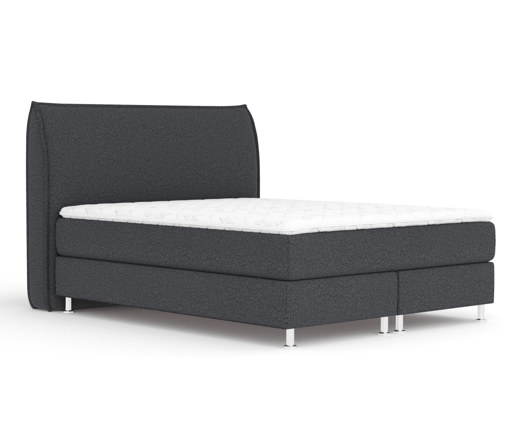 BOXSPRINGBETT Chermin Schwarz 180/200 cm mit Latex-Topper - Silberfarben/Schwarz, Holz/Holzwerkstoff (180/200cm) - Maison de Reve