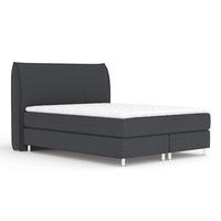 BOXSPRINGBETT Chermin Schwarz 180/200 cm mit Latex-Topper - Silberfarben/Schwarz, Holz/Holzwerkstoff (180/200cm) - Maison de Reve