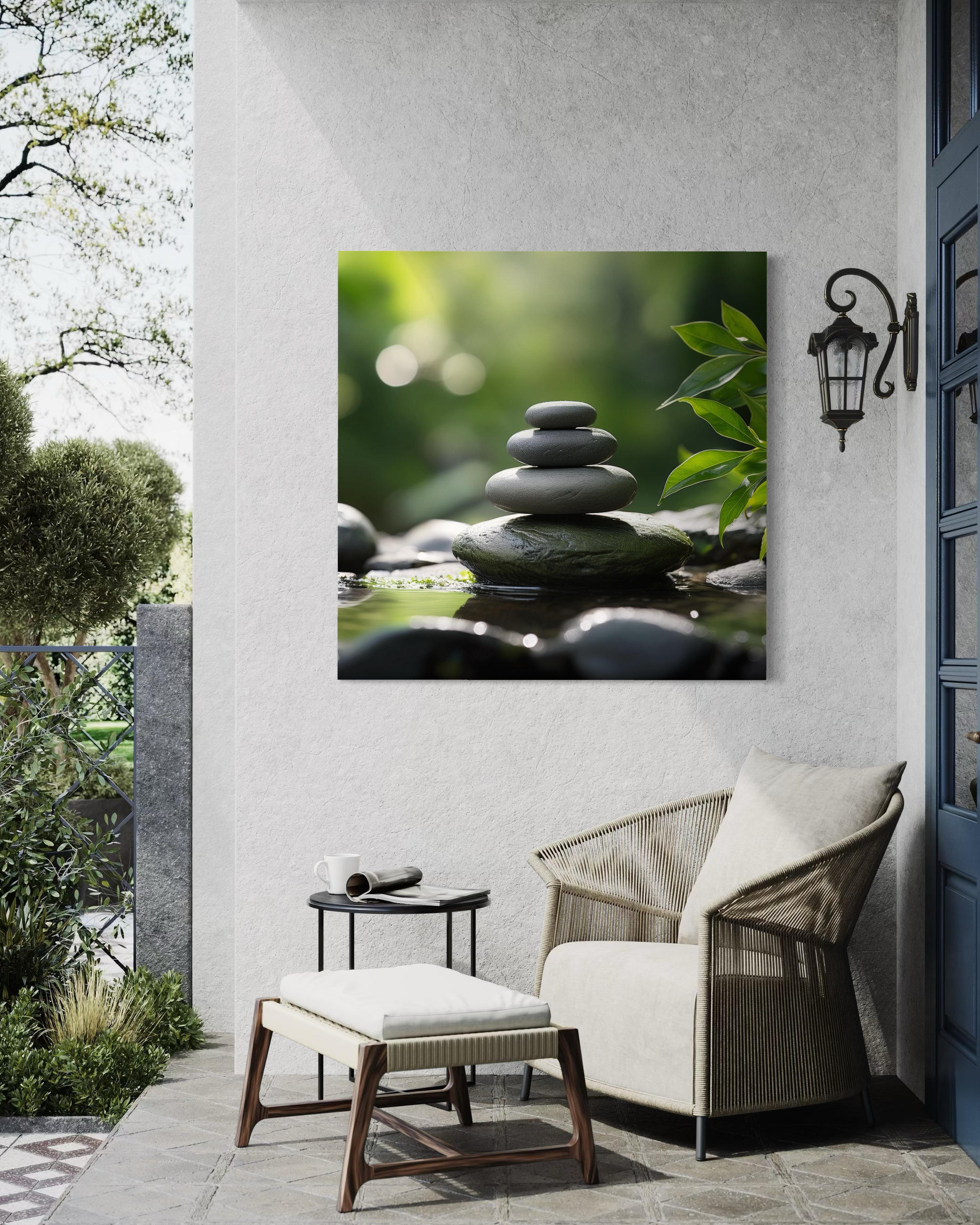 WANDBILD steine zen natur - Grün, Textil (50/50cm) - Feeby