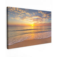 LEINWANDBILD Strand - Sonnenuntergang - Meer Groß 140x90 cm - Gelb, Textil (140/90cm) - MuchoWow