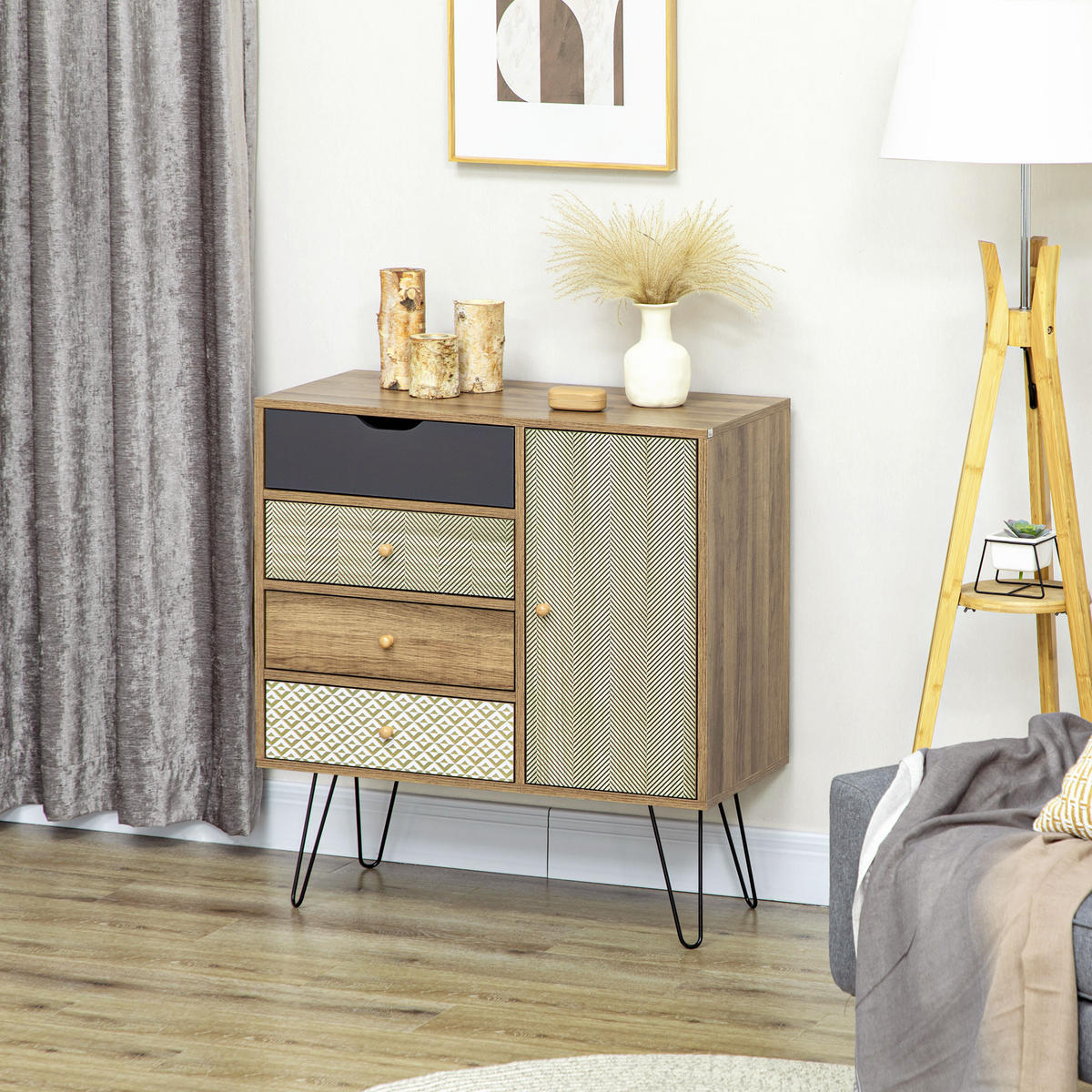 SIDEBOARD Braun, 4 Schubladen, 1 Tür, 79/39/86 cm - Braun, Holz (79/86/39cm) - PANGIVO