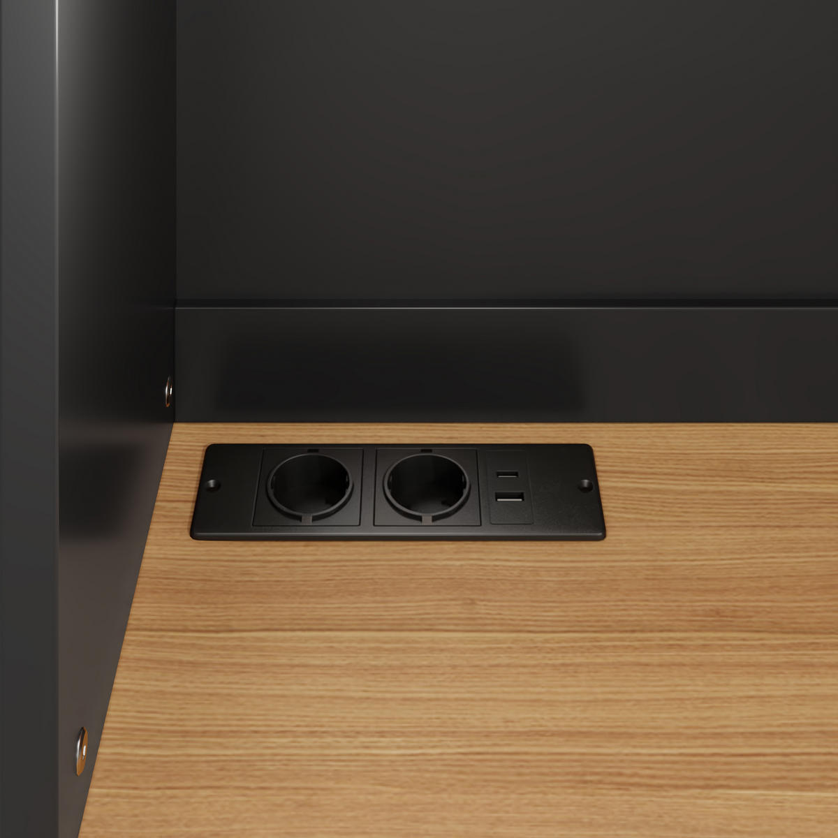 BUFFETSCHRANK 120x40x180cm LED Steckdose USB Schwarz - Schwarz, Holzwerkstoff (120/180/40cm) - FLIEKS