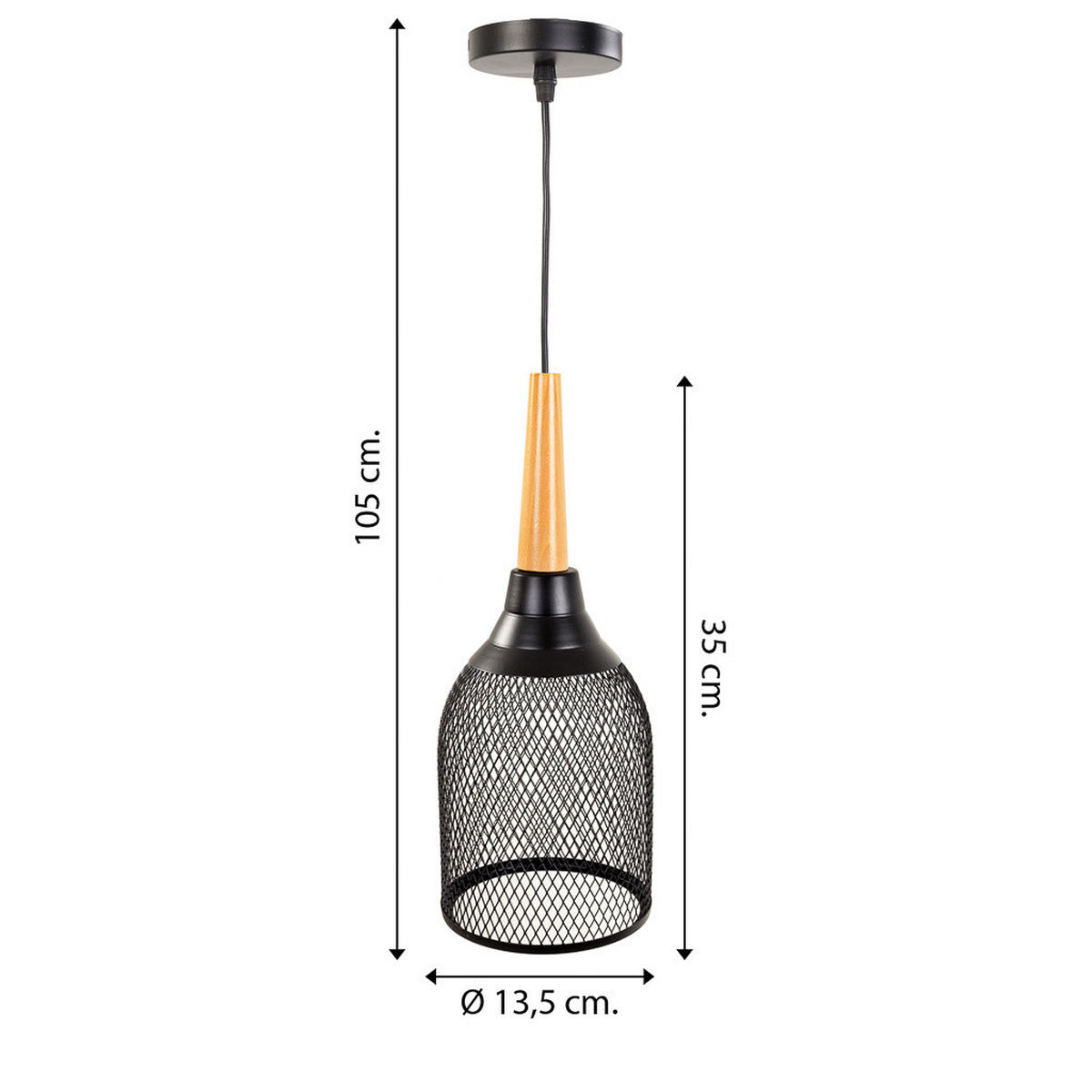 LAMPE aus Metall, schwarz, 14x35cm - Schwarz, Metall (13.5/13.5/35cm) - Wanderlust