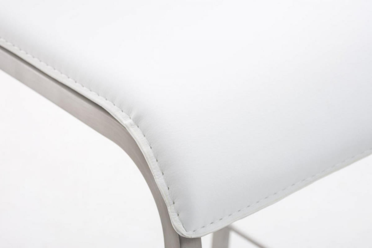 BARHOCKER Lederlook weiß - Edelstahlfarben/Weiß, Textil/Metall (43/103/51cm) - CLP