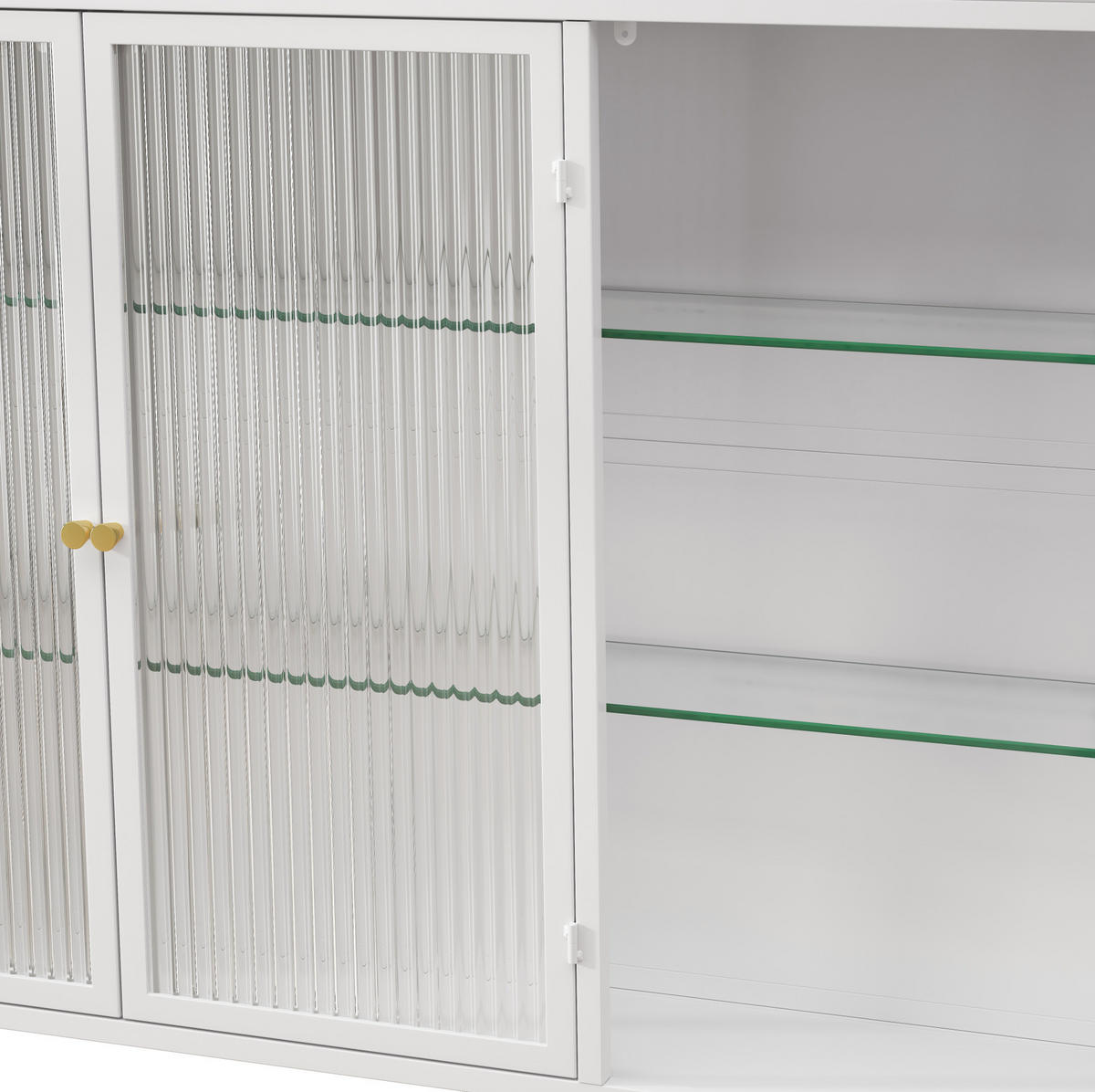 KÜCHENOBERSCHRANK 90x70 cm Weiß aus Glas & Metall Mit 3 Türen & 28kg Tragkraft - Weiß, Glas (90/70/19.5cm) - Modfu
