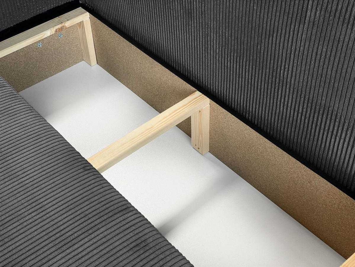 WOHNLANDSCHAFT Gepolstertes CARLO U Cord mit Schlaffunktion und Bettkasten, Poso 34 - Dunkelgrün, Textil (315/83/143cm) - Lookway