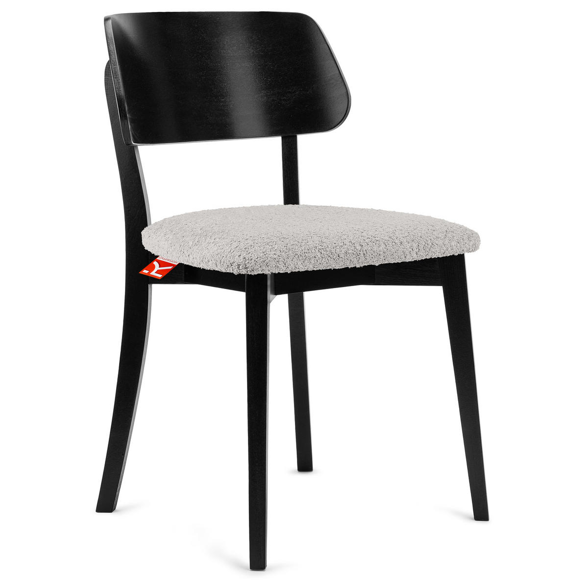 HOLZSTUHL VINIS Esszimmerstuhl, 2-er Set, Bouclé - Schwarz/Grau, Holz/Textil (47/80.5/45cm) - KONSIMO®