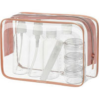 KULTURBEUTEL 8-teiliges Set transparent mit Reiseflaschen, transparent - Transparent, Kunststoff (16/6/21cm)