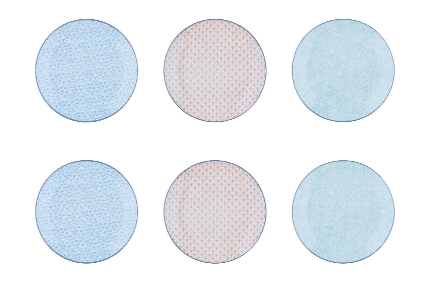 TELLER Pattern Ø21cm - 6er-Set - Pastel - Pink, Keramik (21cm) - Björn