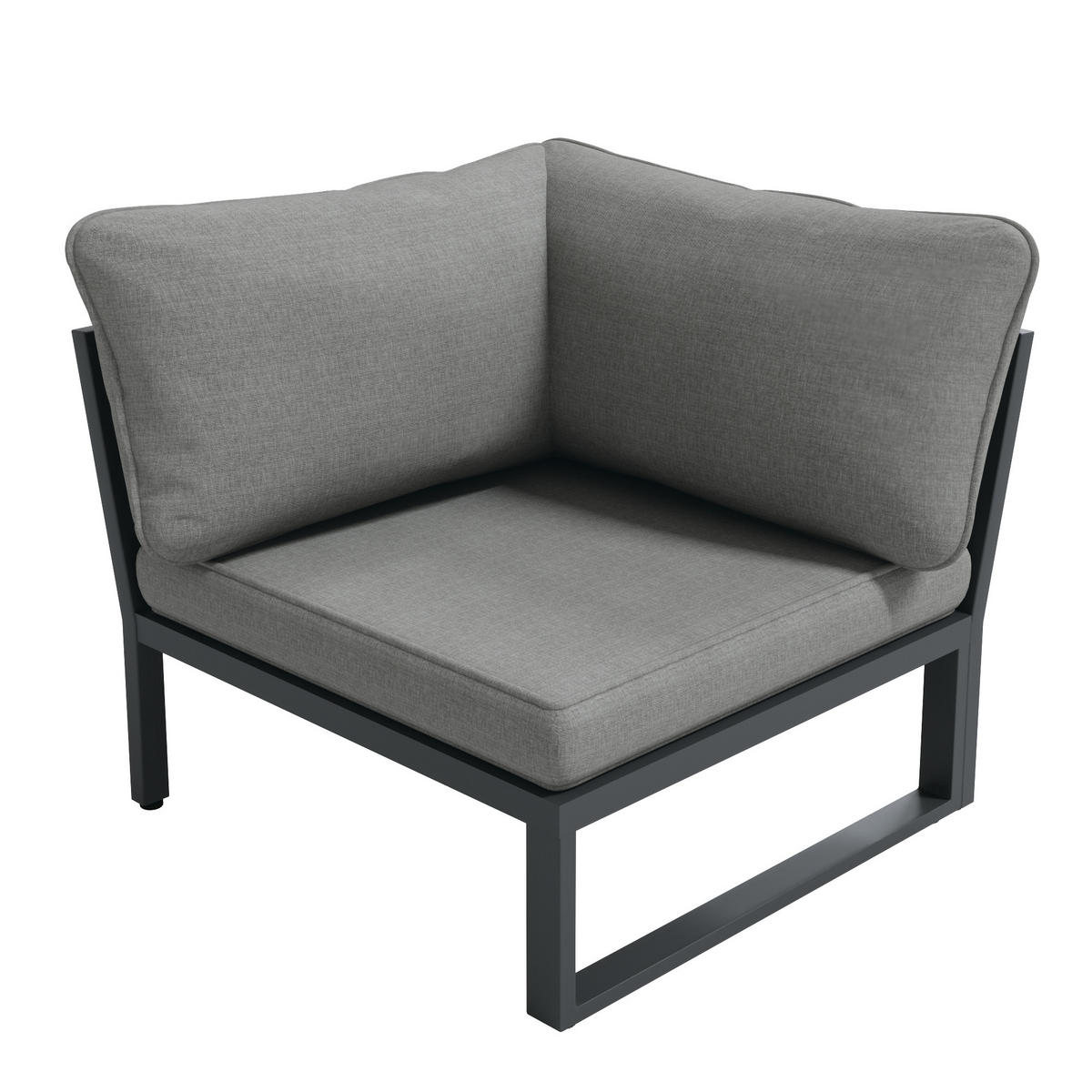 LOUNGEGARNITUR aus Metall & wasserabweisendem Stoff Grau mit verstellbaren Füßen - Grau, Metall - Modfu