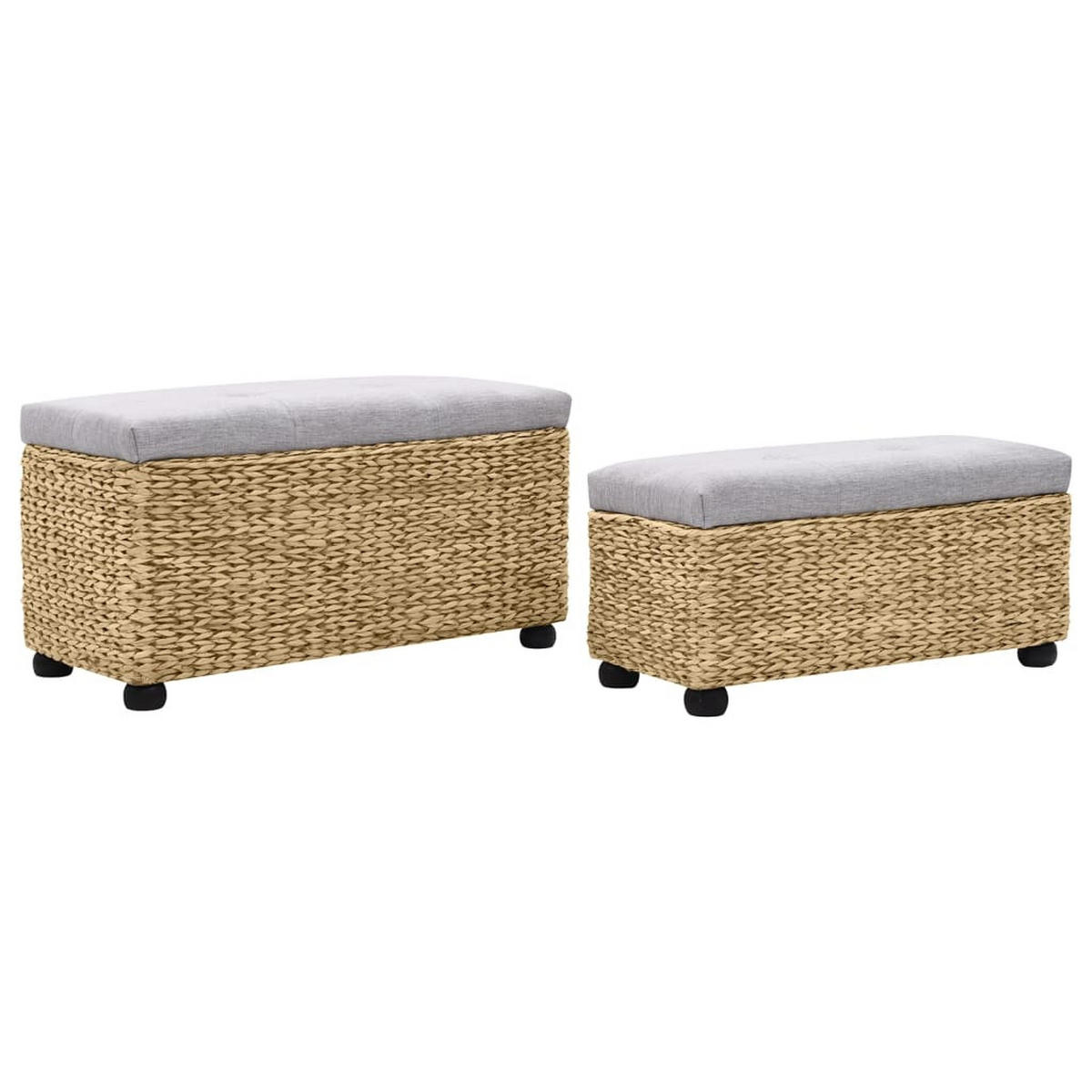 SITZBANK 2er Set Seegras Grau - Grau, Naturmaterialien (45/85/40cm) - vidaXL