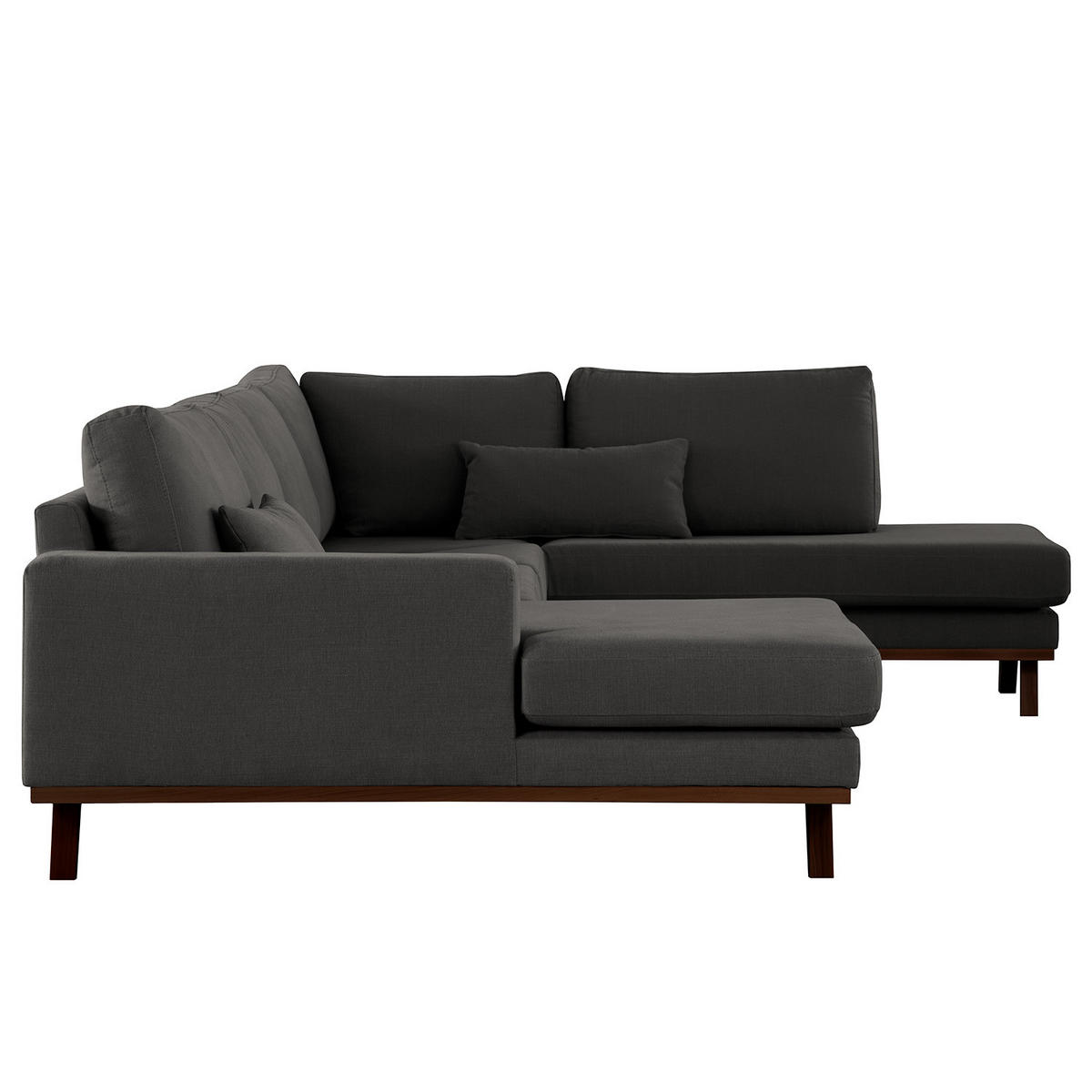 WOHNLANDSCHAFT mit Longchair - Anthrazit/Buchefarben, Buchenholz/Textil (371/81/219cm) - home24