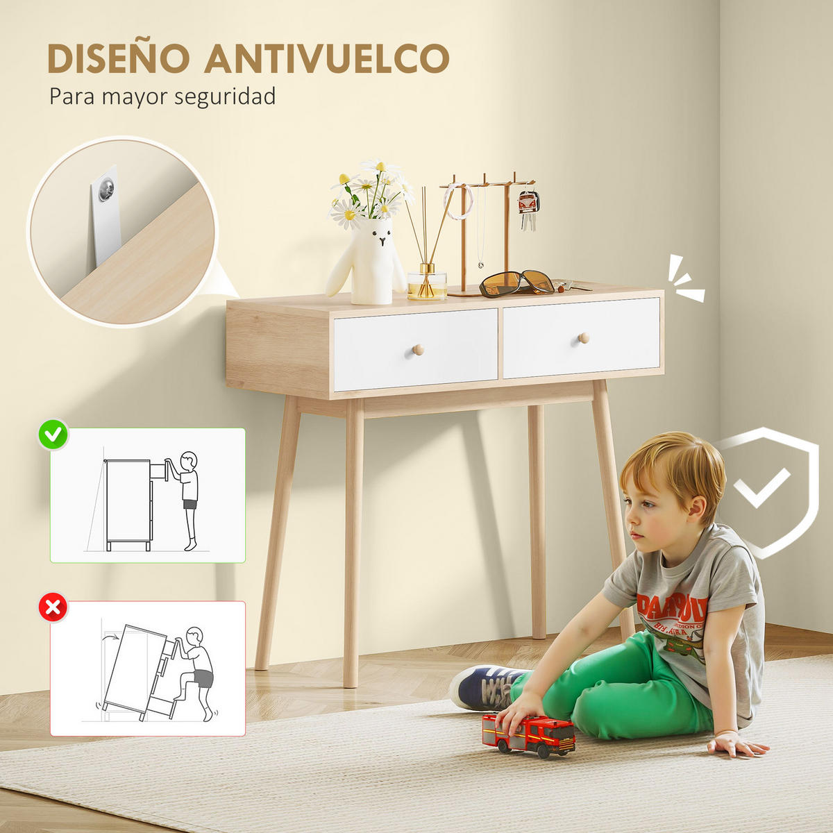 KONSOLENTISCH Eiche Melamin in Holzoptik 1 Stück - Beige, Kunststoff (86/35/75cm) - GiPP