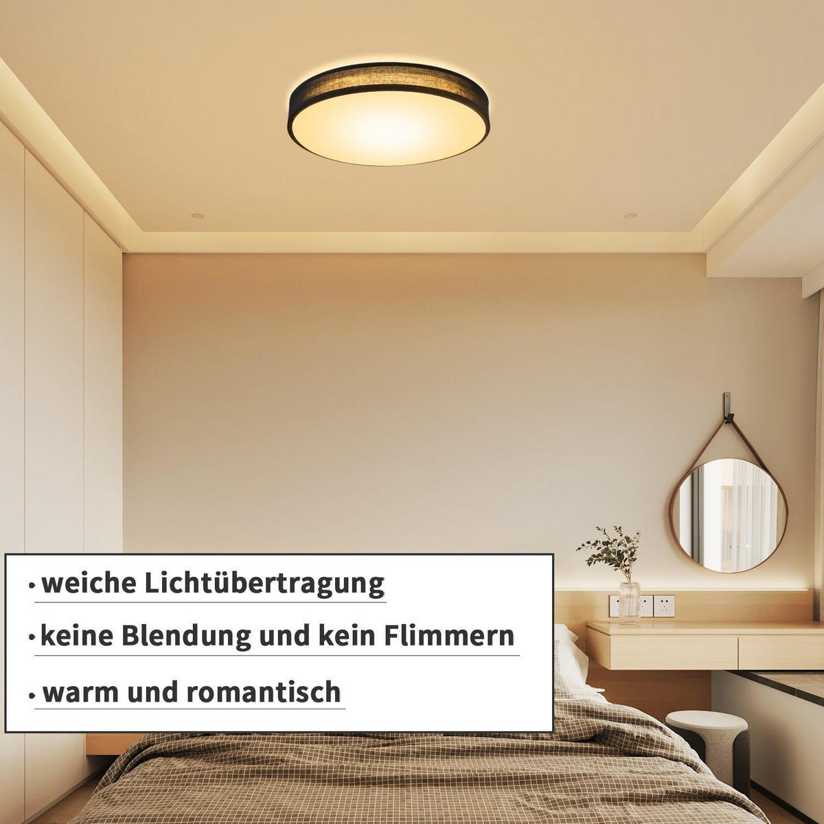 LED-DECKENLEUCHTE Alvira 30/30/6 cm - Schwarz, Textil (30/30/6cm) - Nettlife