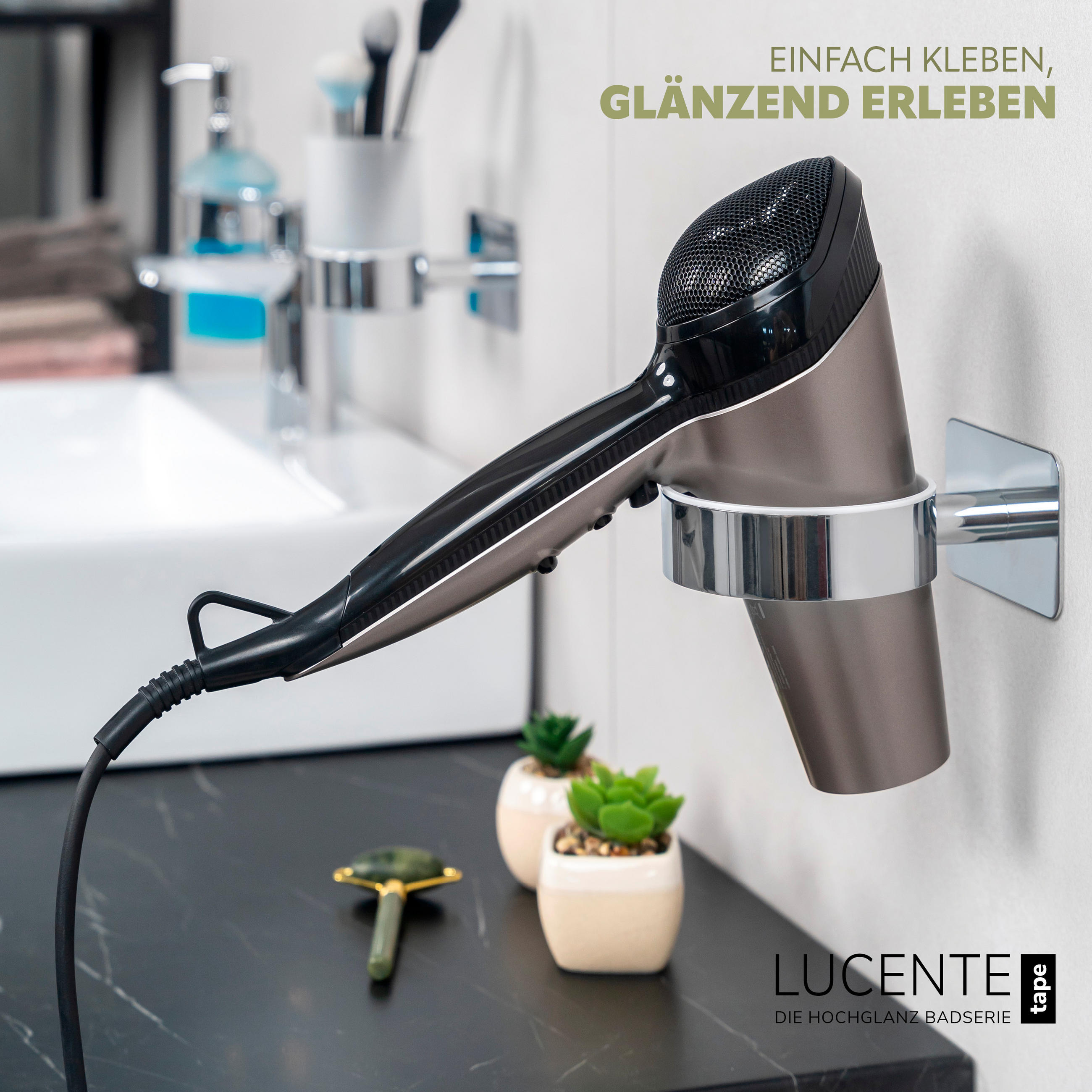 HAARTROCKNERHALTER LUCENTE TAPE, Edelst. - Chromfarben, Metall (10/6/14.5cm) - bremermann