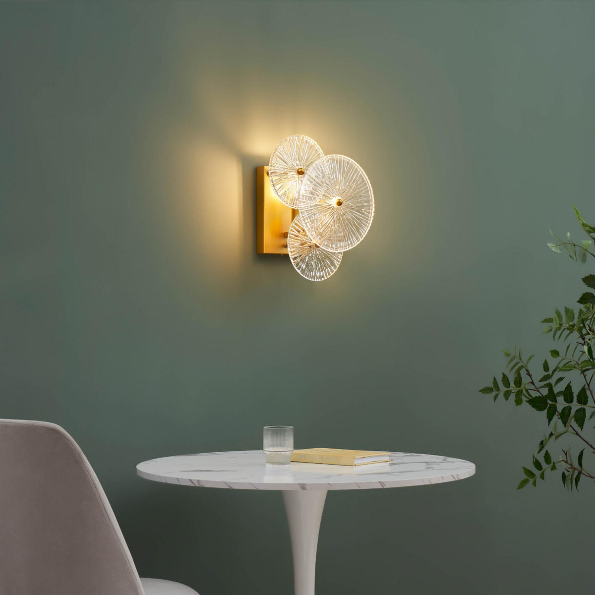 WANDLEUCHTE Emilia, Transparent und goldfarben, 30cm - Transparent, Glas (13/30/22.5cm) - KOSILUM