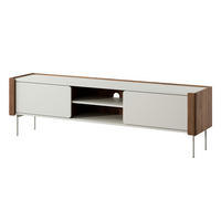 LOWBOARD Guelph RTV180 – Nussbaum, Kaschmir - Beige/Schwarz, Glas/Holzwerkstoff (180/52/39cm) - Komodee