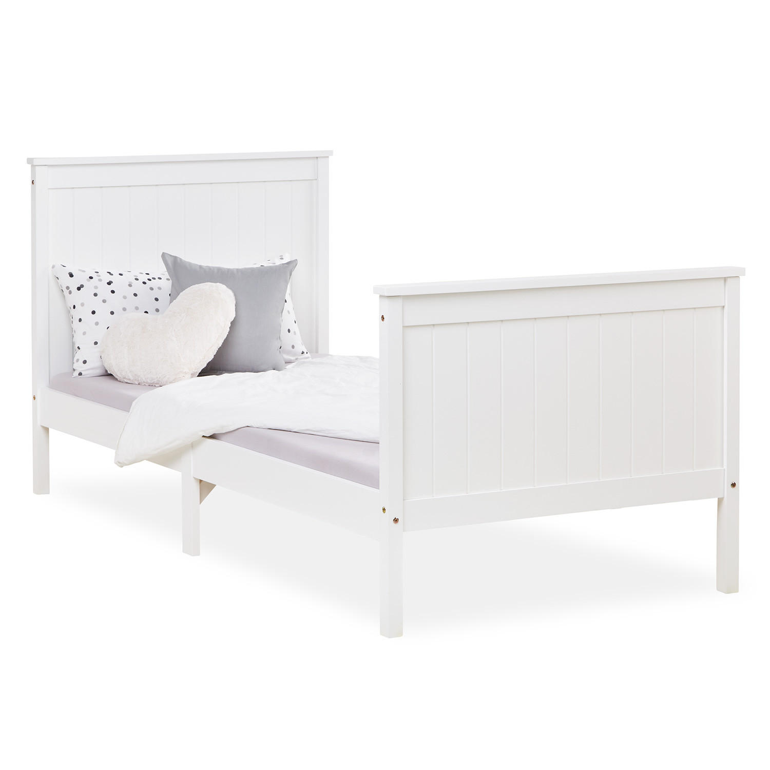 Homestyle4u HOLZBETT Weiß 98cm × 208cm × 97cm