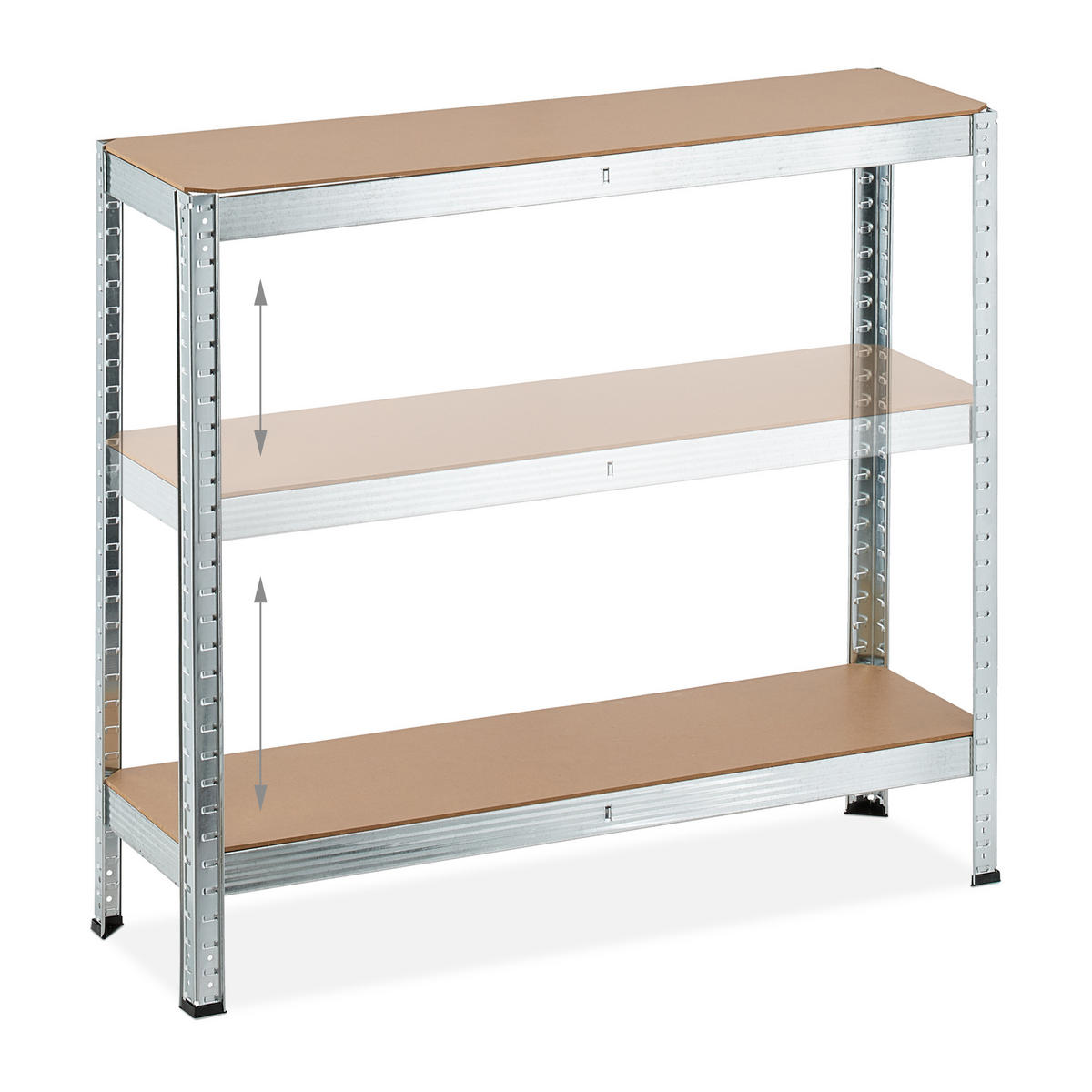 SCHWERLASTREGAL - Silberfarben, Holzwerkstoff/Metall (100/180/30cm) - Relaxdays