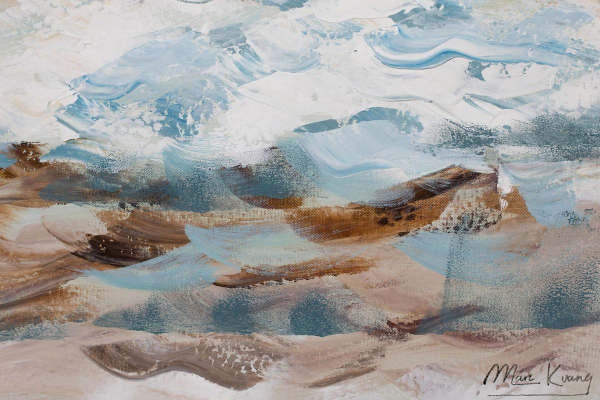 ACRYLBILD HANDGEMALT 60/60 cm - Blau/Beige, Holz/Textil (1.06/60cm) - KUNSTLOFT