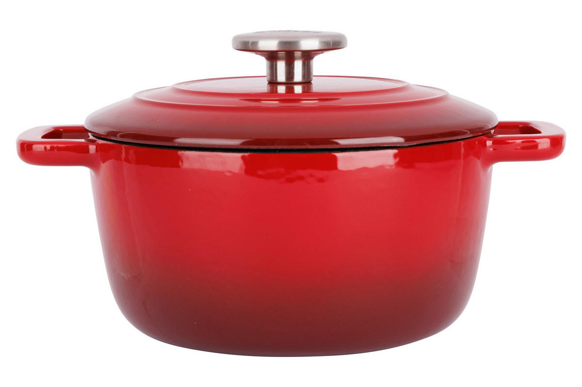 KASSEROLLE Bratpfanne Fontestic Gusseisen Traditionell Rot Ø 20 cm / 2,7 Liter - Emailliert - Rot, Keramik (1/23/11cm) - Cosy & Trendy