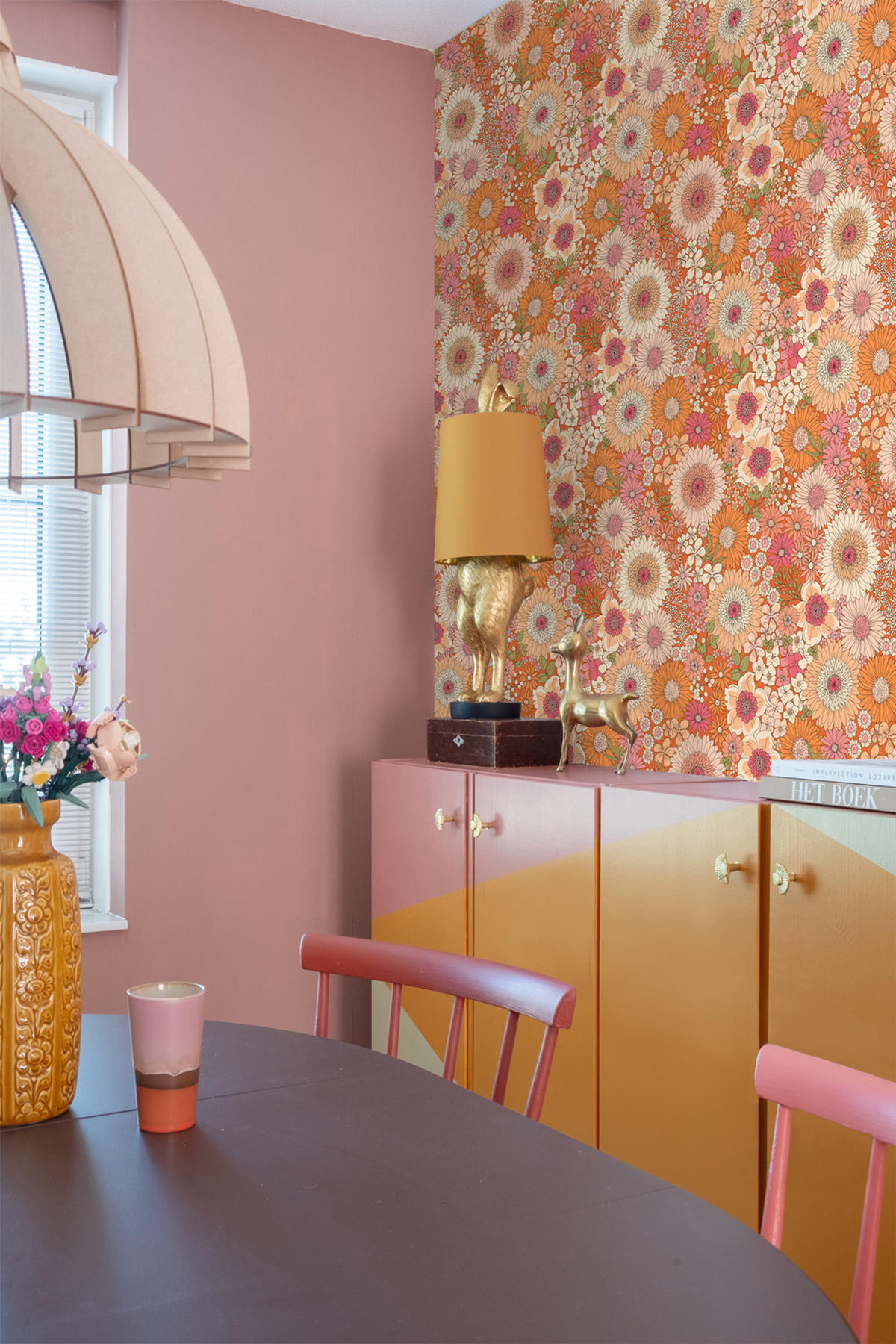TAPETE Retro Blumen 53 cm x 10.05 m - Pink, Papier (53/1000cm) - ESTAhome