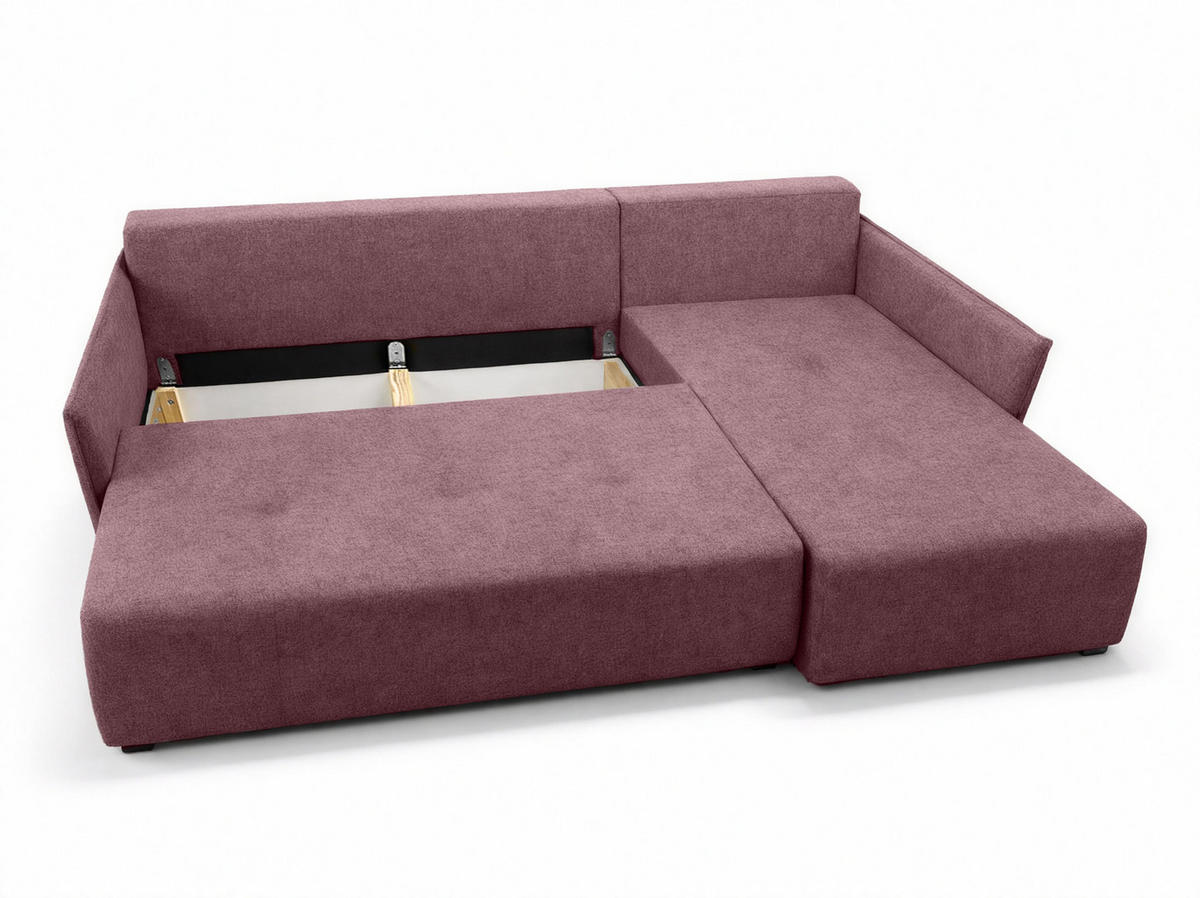 ECKSOFA L Form Damascus Rosa 212/143/88 cm Rechts mit Schlaffunktion - Schwarz/Rosa, Kunststoff/Textil (212/143cm) - AX Living