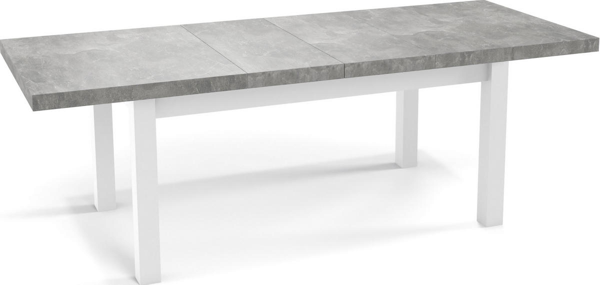 ESSTISCH Avena rechteckig ausziehbar, Grauer Beton 200/100/78 - Hellgrau/Weiß, Holz/Holzwerkstoff (100/300/78cm) - WFL GROUP