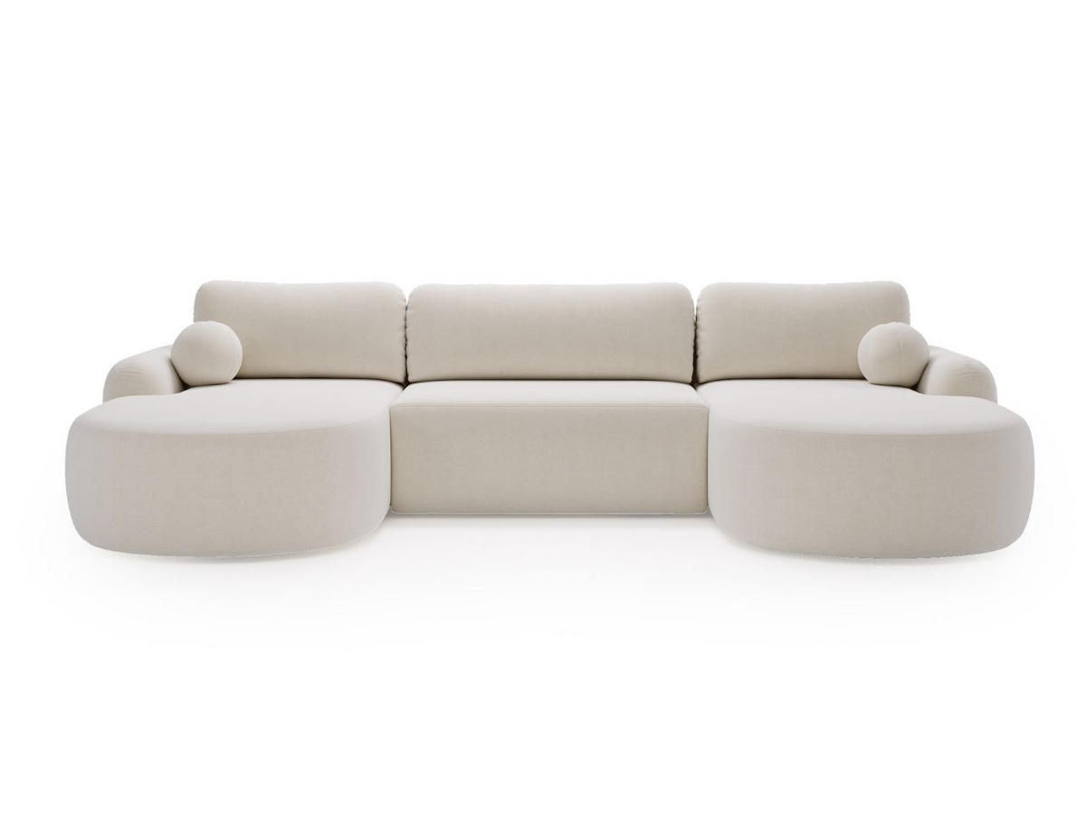 ECKSOFA Aurio U Bouclé-Stoff Weiß - Schwarz/Weiß, Kunststoff/Textil (347/177cm) - Graingold