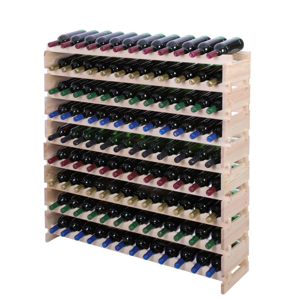 WEINREGAL VINOTECA FLEX PRO HxBxT 121x123x28cm 108 Flaschen auf 9 Ebenen Natur unbehandelt - Naturfarben, Holz (123/121/28cm) - PROREGAL