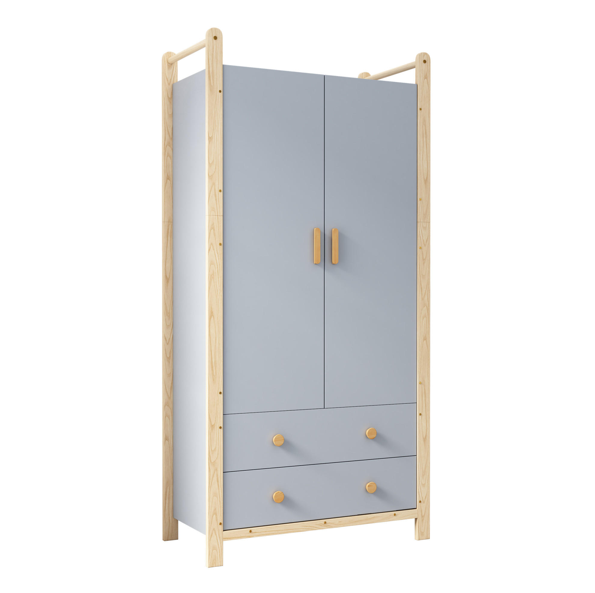 KLEIDERSCHRANK 89,6/44/180,5 cm mit 2 Drehtüren und 2 Schubladen in Blau - Blau, Holzwerkstoff (89.6/180.5/44cm) - BEAOK