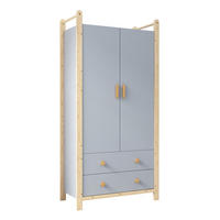 KLEIDERSCHRANK 89,6/44/180,5 cm mit 2 Drehtüren und 2 Schubladen in Blau - Blau, Holzwerkstoff (89.6/180.5/44cm) - BEAOK