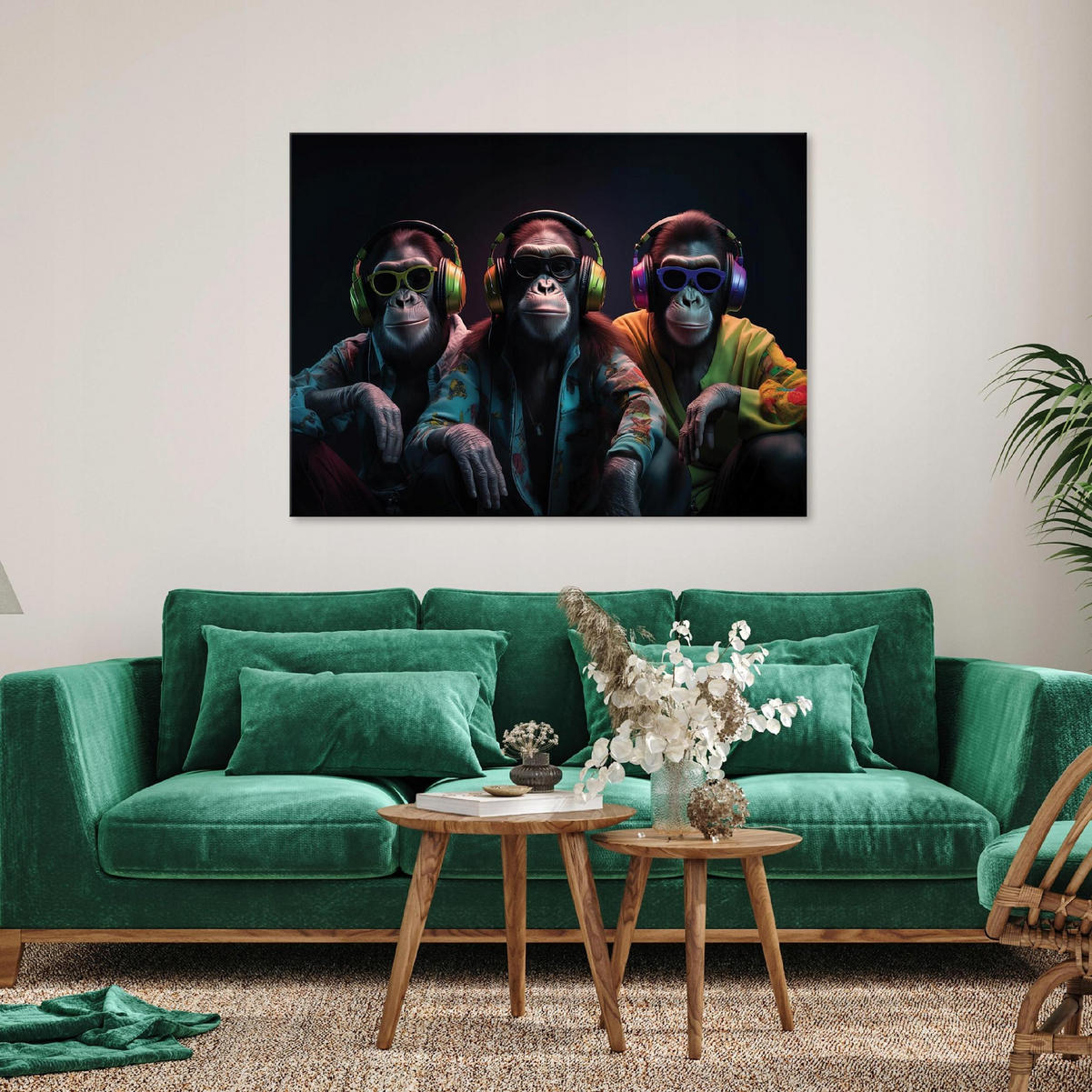 LEINWANDBILDER Affe Abstrakt 120x80 - Multicolor, Holzwerkstoff (120/80cm) - Wallarena