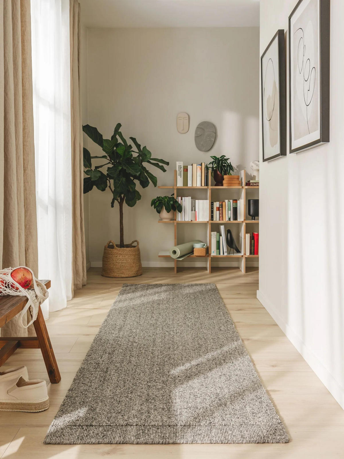 WOLLTEPPICH-LÄUFER Imke Grau 70x200 cm - Grau, Naturmaterialien/Textil (70/200cm) - benuta Pure