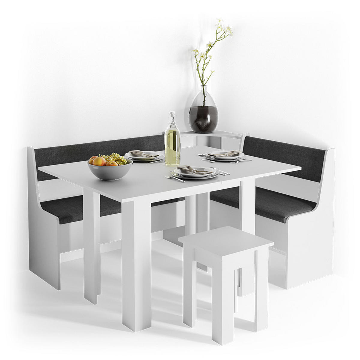 JÍDELNÍ STŮL SE ŽIDLÍ Roman Bílá - bílá, kompozitní dřevo (90/76.6/60cm) - Vicco