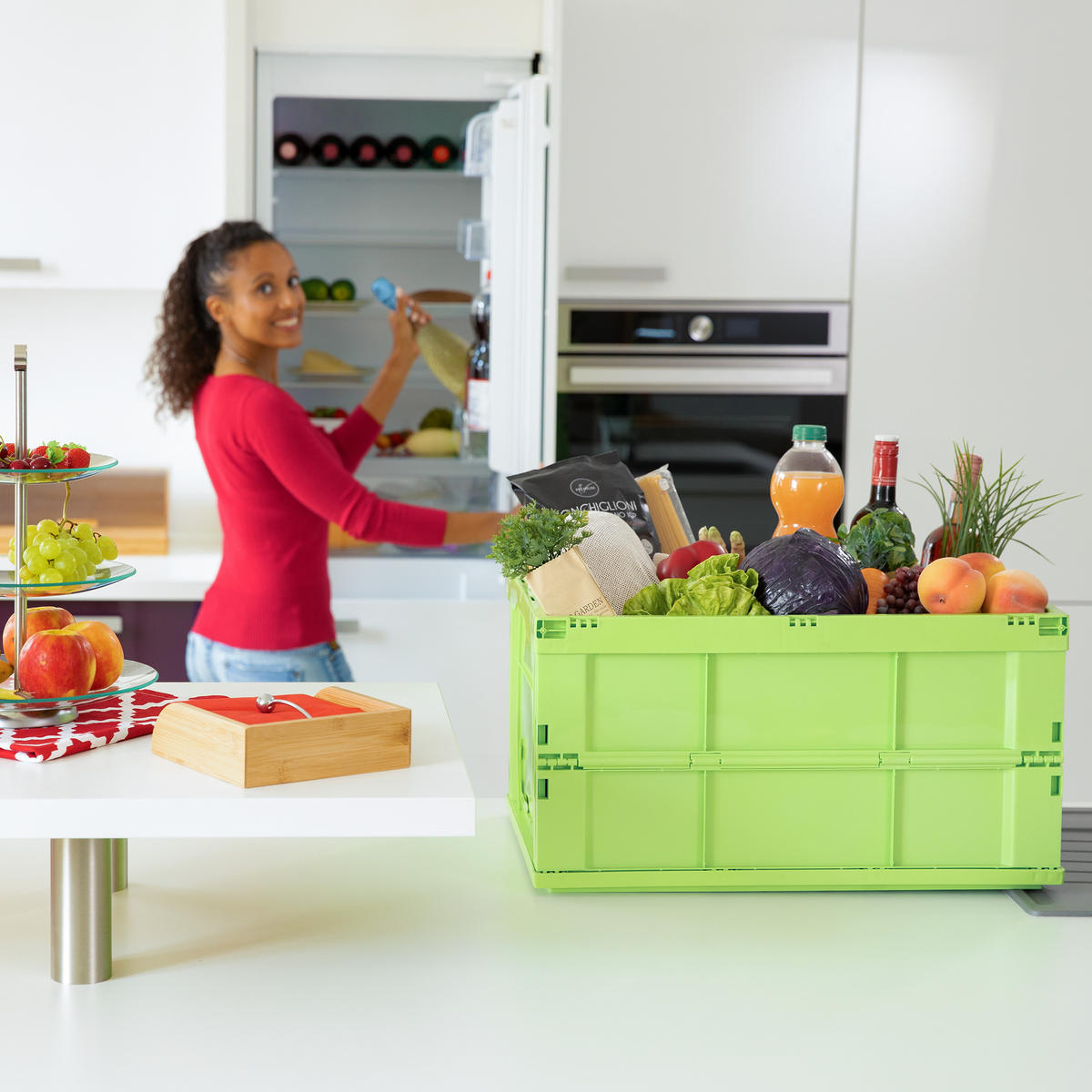 KLAPPBOX - Schwarz, Kunststoff (58.5/31.5/40cm) - Relaxdays