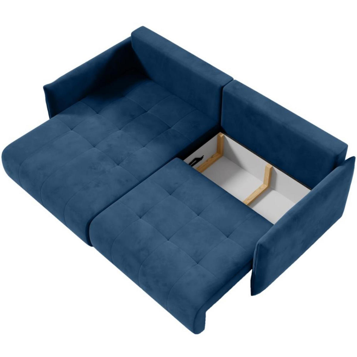ECKSCHLAFSOFA Henry Mini blau links - Blau/Schwarz, Kunststoff/Textil (221/153cm) - Beautysofa