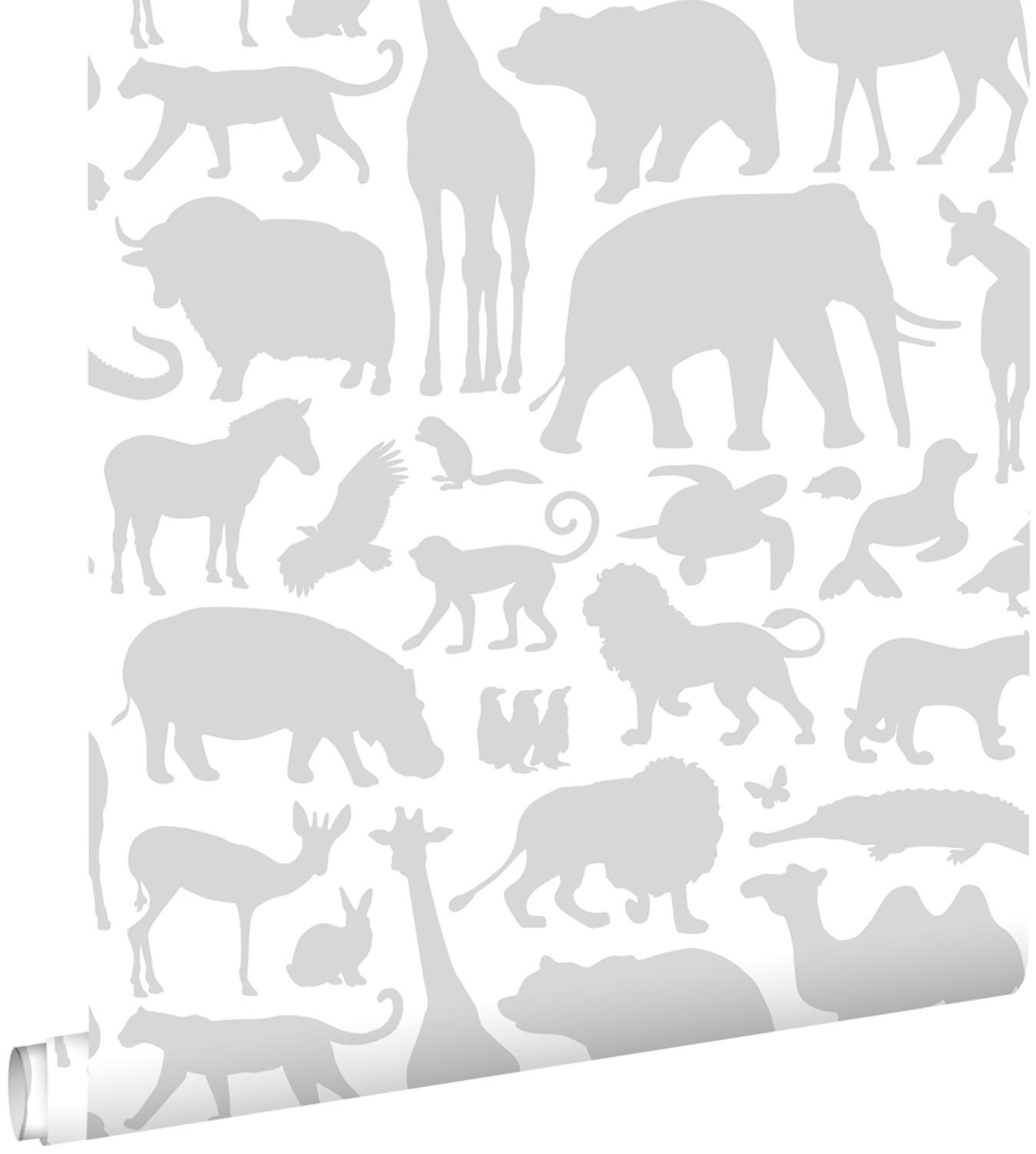 TAPETE Tiere 53 cm x 10.05 m - Grau, Papier (53/0.1cm) - ESTAhome