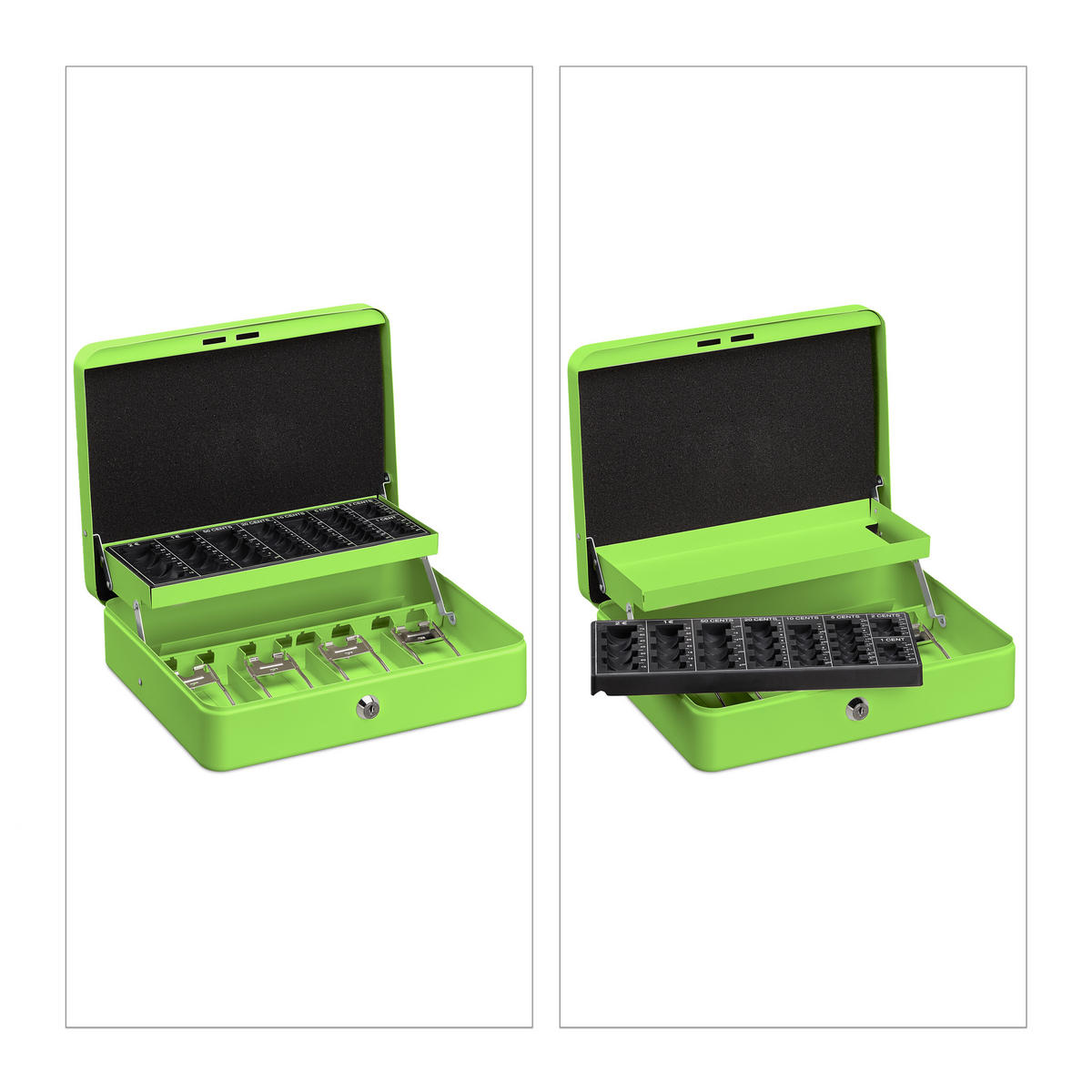 POKLADNIČKA na mince Euro - zelená, kov/plast (30.5/8.5/24.5cm) - Relaxdays