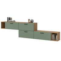 SIDEBOARD grün, Eiche Artisan 277 cm, Kommode mit Soft-Close - Schwarz/Eiche Artisan, Holzwerkstoff/Kunststoff (277/65/34cm) - Inn.Furn