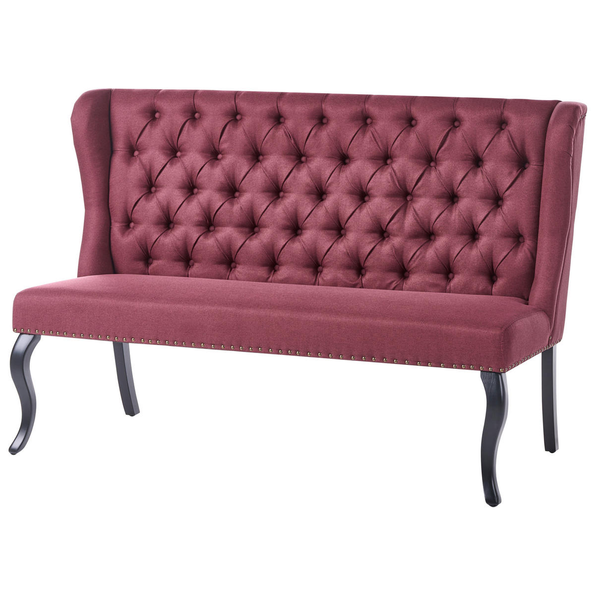 ESSZIMMERBANK 2-Sitzer Stoff Dunkelrot Torsby - Dunkelrot, Textil (154/106/63cm) - Beliani