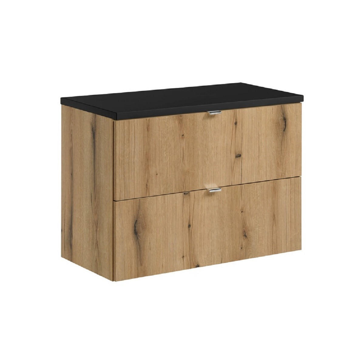 Milaros Markt Waschtischunterschrank Eiche Wotan, Schwarz 80x57x40 cm