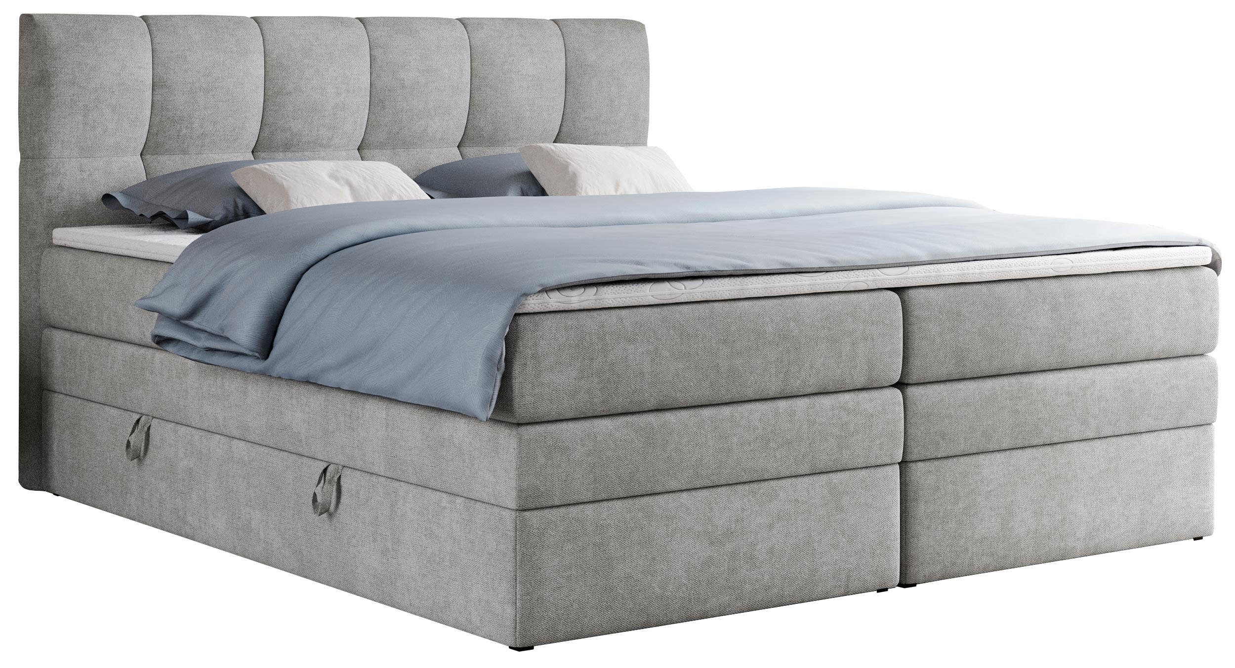 BOXSPRINGBETT ALVIN KING 180/200 Hellgrau Struktur - H3 - Hellgrau, Holz/Textil (180/200cm) - MKS