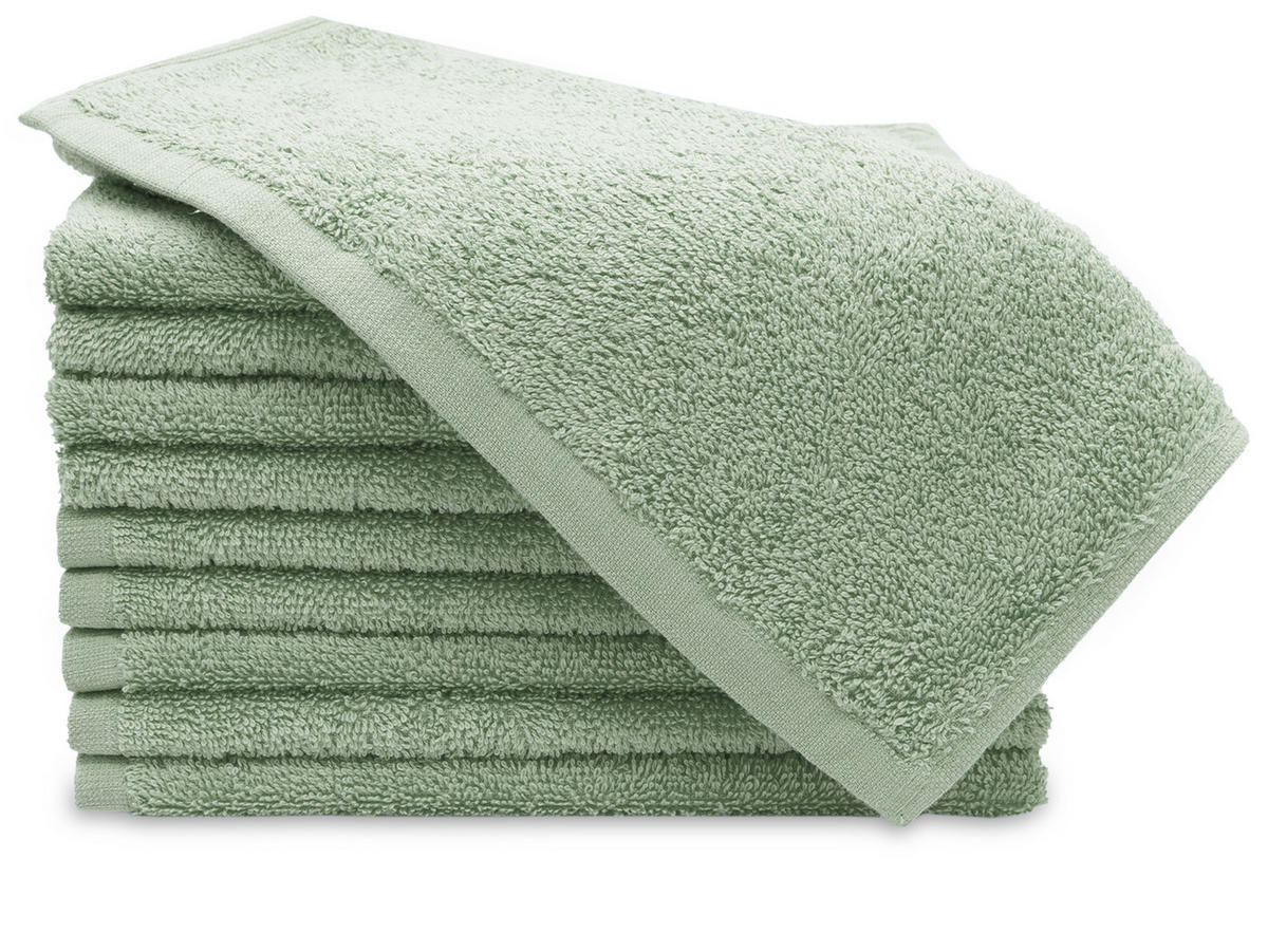 GÄSTETÜCHER, 10er-Set, 30x50 cm, 100% Baumwolle, Grün - Salbeigrün, Textil (30/50cm) - Zollner