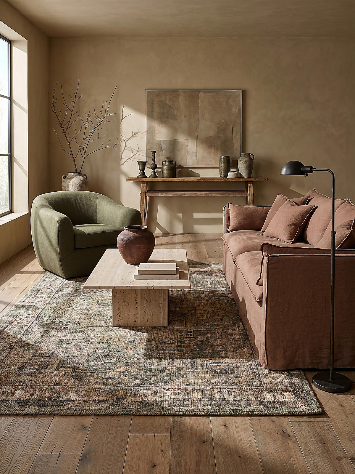 TEPPICH Jute Vintage-Design, robust DEEPE, Braun-Grün 160x230 cm - Braun, Textil (230/160cm) - KADIMA DESIGN