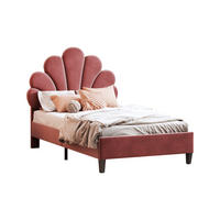 POLSTERBETT 90/200 cm Bohnenrot mit Kopfteil in Blumenform - Dunkelrosa, Textil (90/200cm) - OKWISH