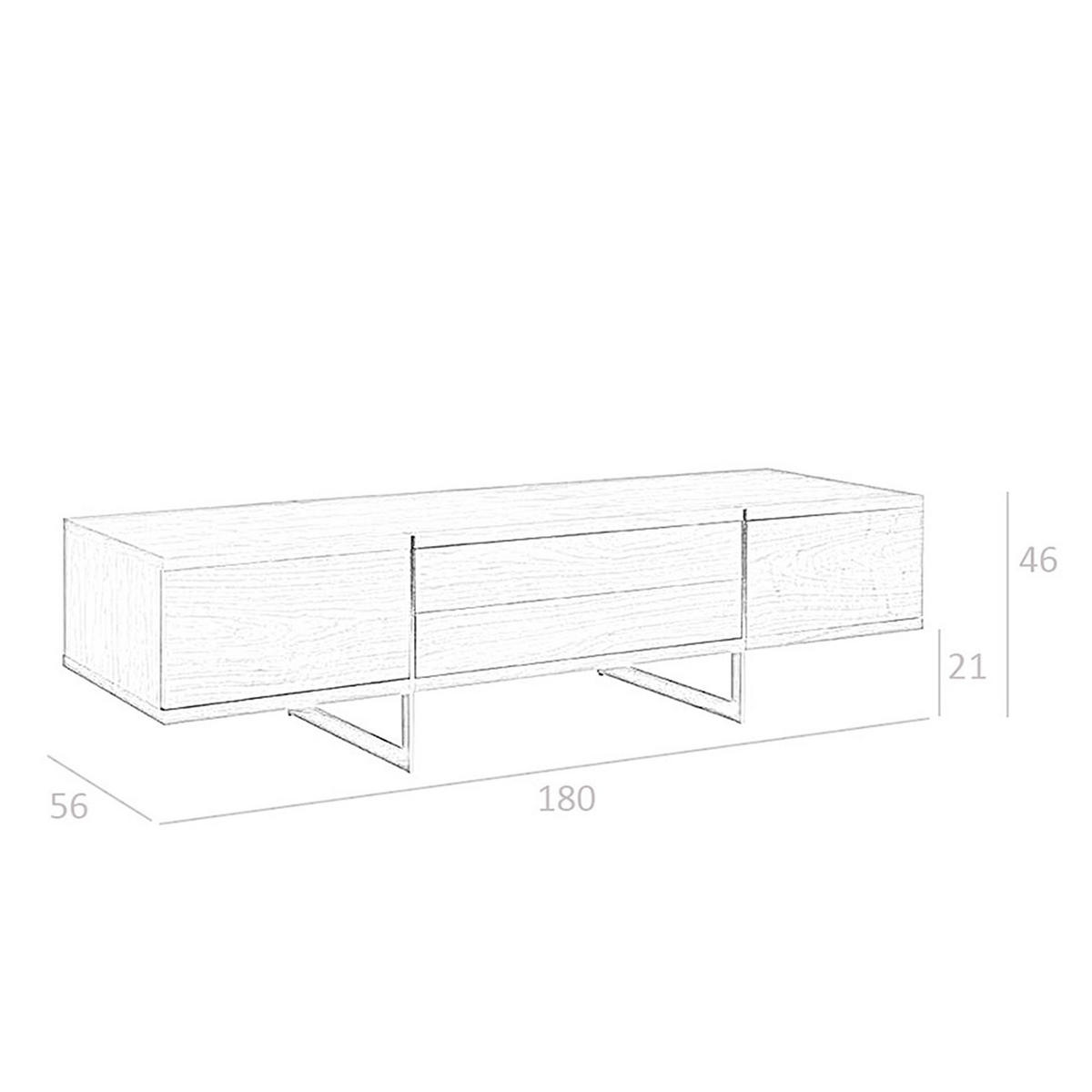 TV-ELEMENT TV-Ständer Nussbaum und verchromter Stahl 180/56/46 cm - Edelstahlfarben/Walnussfarben, Holz/Metall (180/46/56cm) - ANGEL CERDA