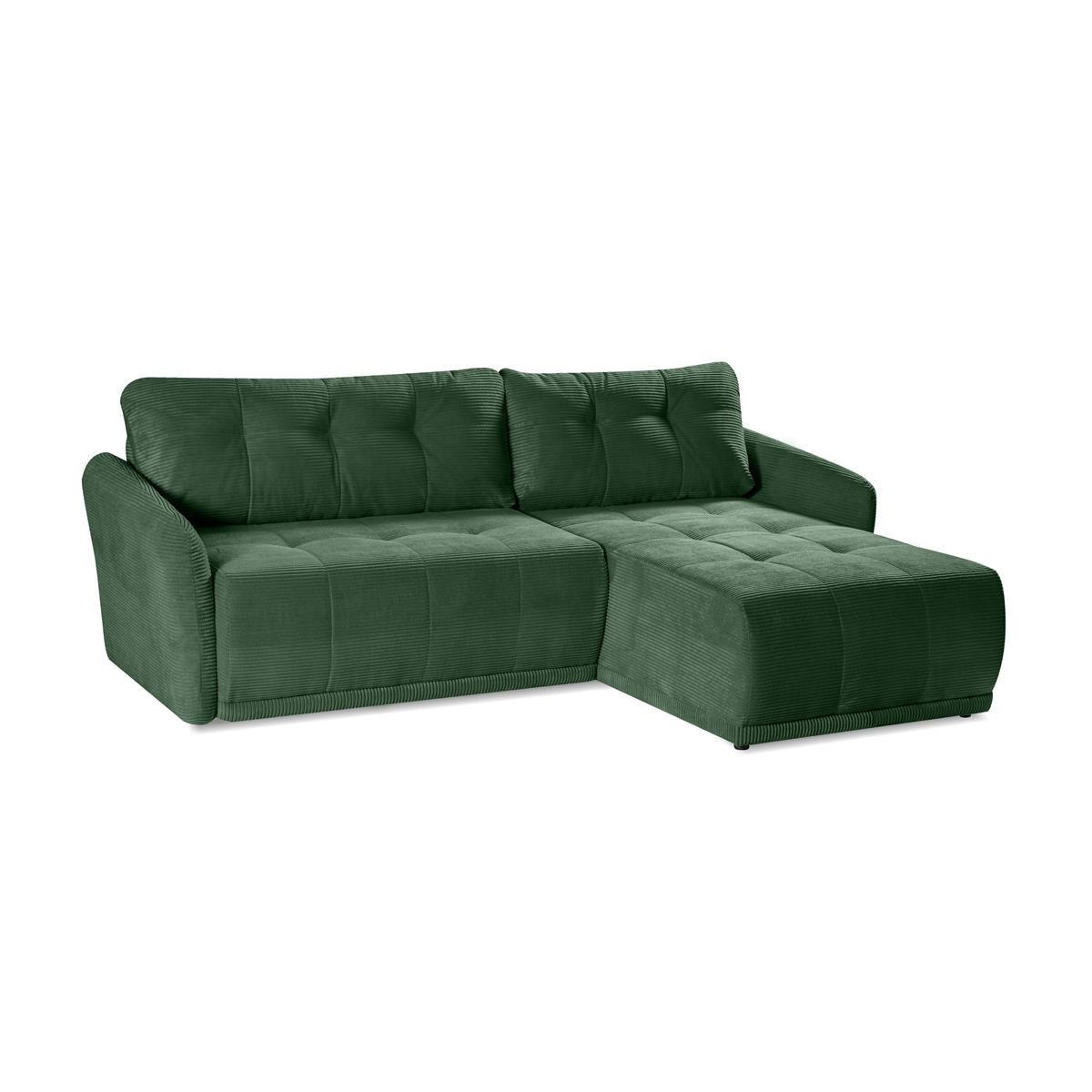 ECKSOFA Omron Grün, universal Schlafsofa - Grün, Holzwerkstoff/Textil (248/180cm) - Bettso