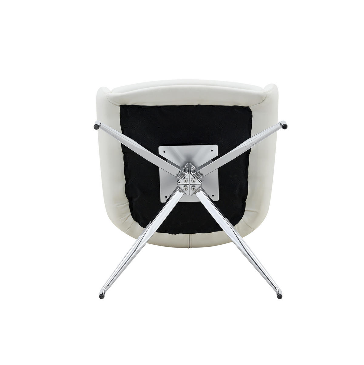 DREHSTUHL 2er-Set 85 cm PU Weiß mit Metallgestell Silberfarben - Weiß, Metall (50/85/55cm) - Meubliv